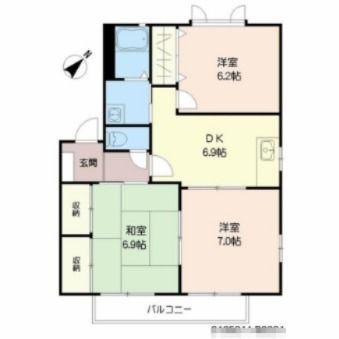 エティンセラー21B棟(3DK/2階)の間取り写真