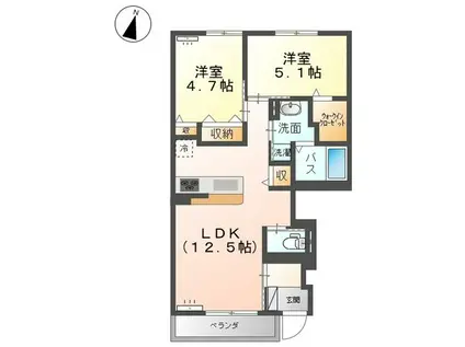 サクラーレ・アリエッタ(2LDK/1階)の間取り写真