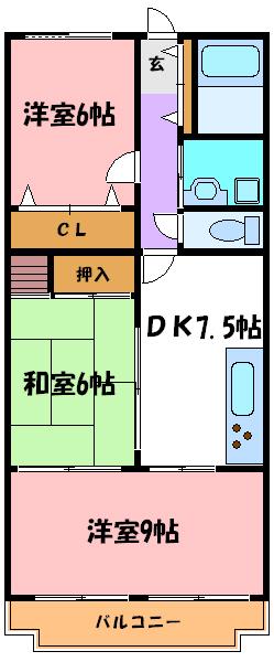 サンハイツ大畑(3DK/3階)の間取り写真