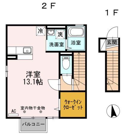 エステート笹谷21IV(ワンルーム/2階)の間取り写真