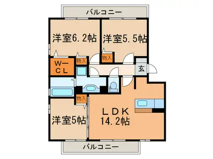 ル・クプル(3LDK/2階)の間取り写真