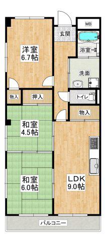 青雲マンション(3LDK/3階)の間取り写真