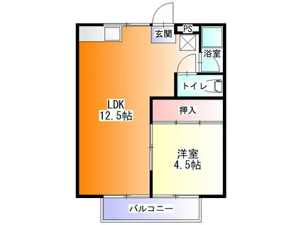 サンハイツ(1LDK/2階)の間取り写真