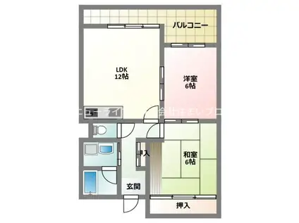 平安ハイツ(2LDK/4階)の間取り写真