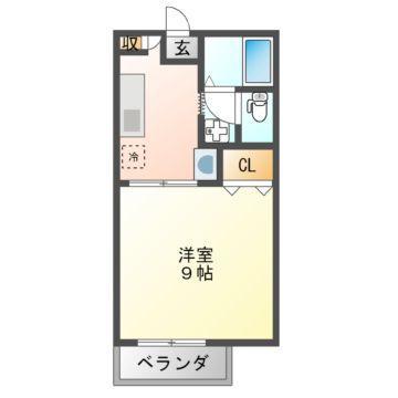 エクセレント21(1DK/2階)の間取り写真