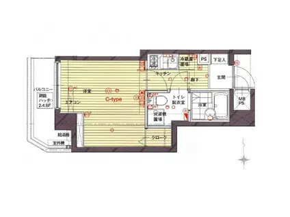 アランシア両国(1K/6階)の間取り写真