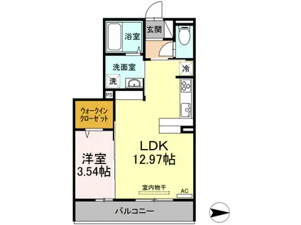 ラ・フェリーチェ(1LDK/3階)の間取り写真