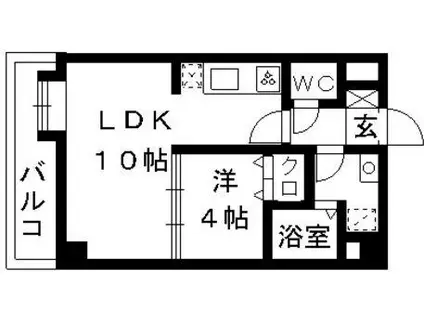 ルピエ大濠(1LDK/4階)の間取り写真