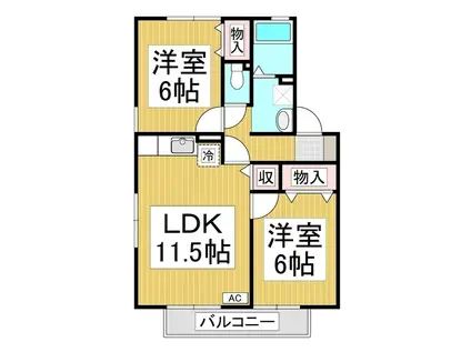サンハイツ赤沼(2LDK/2階)の間取り写真