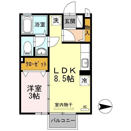 ルミエールI(1LDK/2階)の間取り写真
