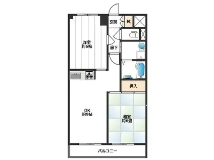 パレス桜(2DK/7階)の間取り写真