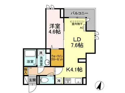 ラリュール浜田山(1LDK/2階)の間取り写真