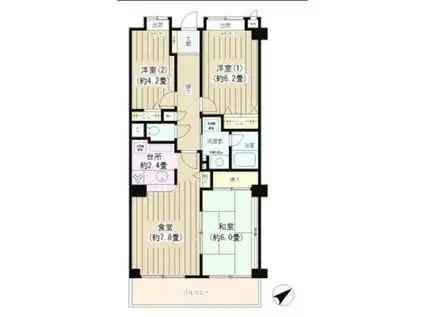 メルベーユ横浜子安(2LDK/5階)の間取り写真