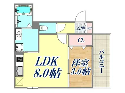 御船D-ROOM(1LDK/3階)の間取り写真