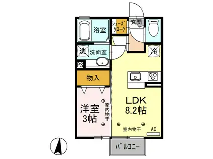 D-ROOM アルマ・ファーレ(1LDK/2階)の間取り写真