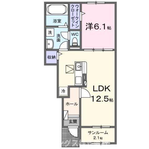 モルゲン・チェーロ(1LDK/1階)の間取り写真
