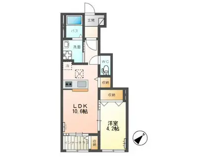 ピュアグレースII(1LDK/1階)の間取り写真