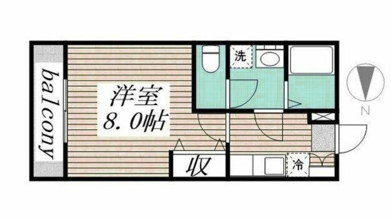 クレフラスト新津(1K/2階)の間取り写真