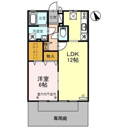ミューズ21 B(1LDK/1階)の間取り写真