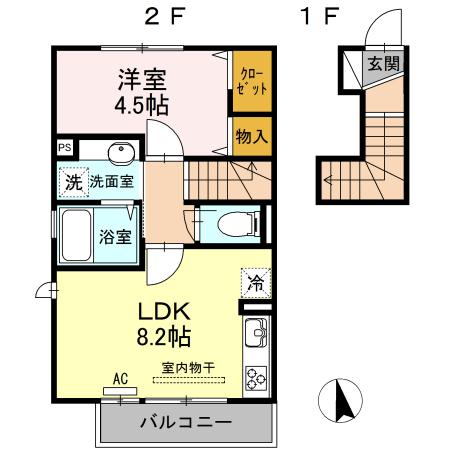 エポラール(1LDK/2階)の間取り写真