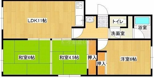 グランデ沼ノ端(3LDK/2階)の間取り写真