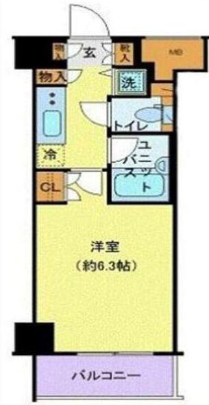 パレステュディオ南麻布(1K/4階)の間取り写真