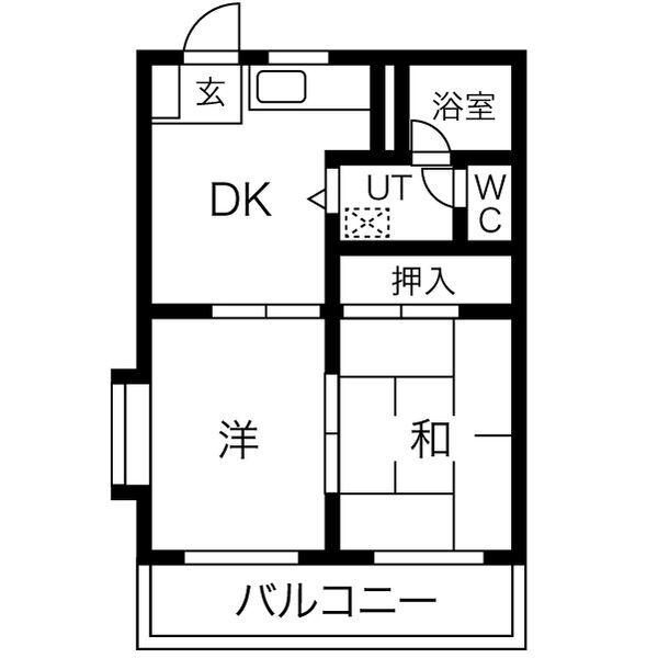 ベルメゾン瀬名(2DK/1階)の間取り写真