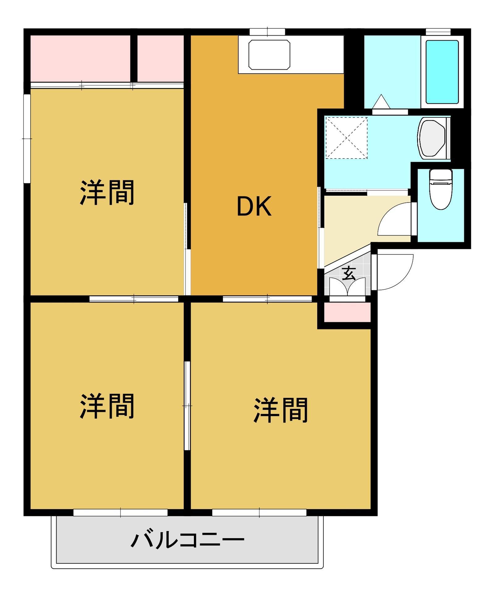 プログレ C棟(3DK/2階)の間取り写真