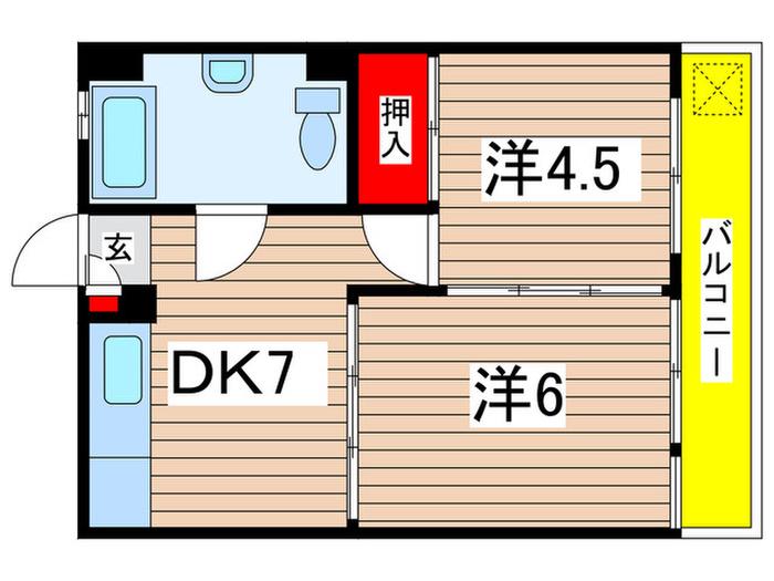 日吉第3コーポA棟(2DK/3階)の間取り写真