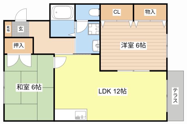 サザンウィンドI(2LDK/1階)の間取り写真