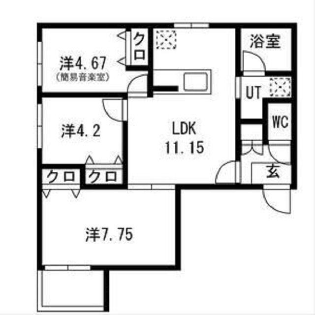 エス.フィールド奏(3LDK/1階)の間取り写真
