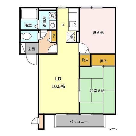 パルテノンロイヤルA(2LDK/2階)の間取り写真