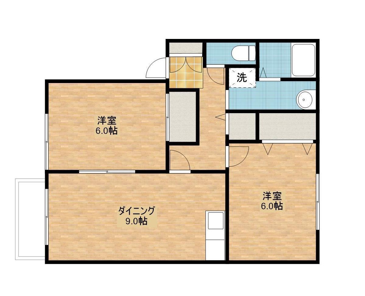ヴァンベール富の原(2LDK/1階)の間取り写真