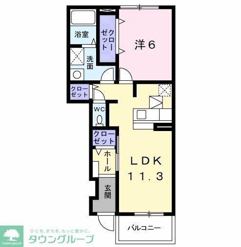ベルク フルスA(1LDK/1階)の間取り写真