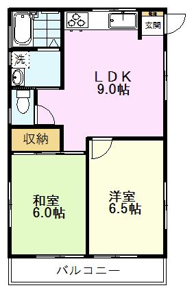 アンブロージア内藤(2LDK/1階)の間取り写真