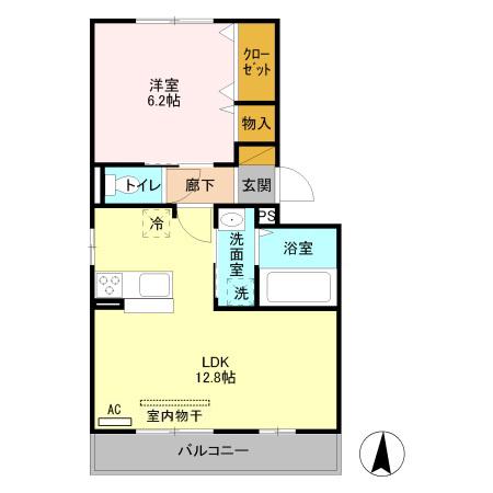 セジュール・オリヴィエC(1LDK/3階)の間取り写真