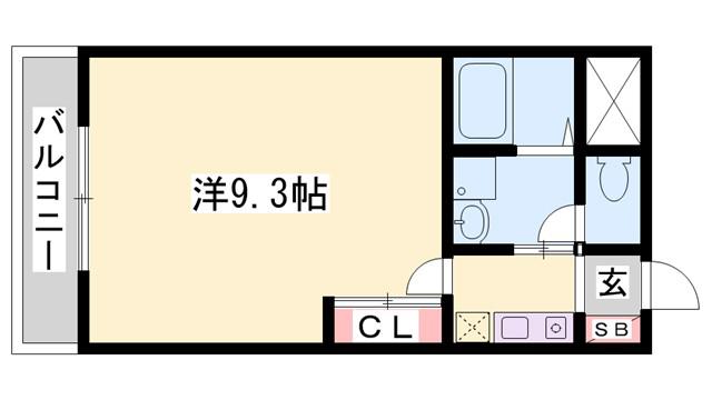クオリティ21広畑(1K/4階)の間取り写真