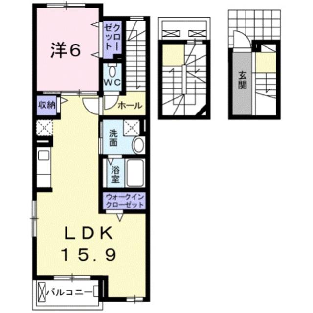 シンシアR I(1LDK/3階)の間取り写真
