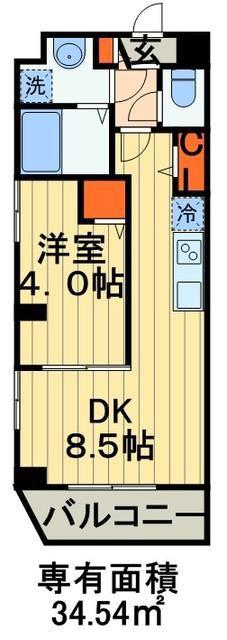 ラ・フェリシテ(1LDK/2階)の間取り写真