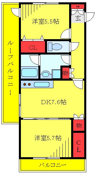 エルグランド(2DK/2階)の間取り写真