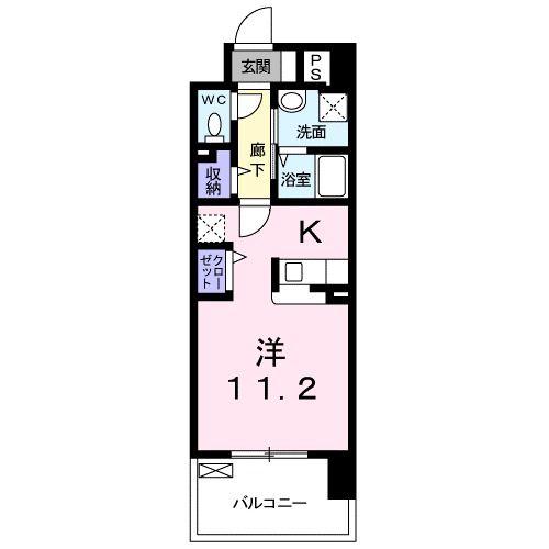 アムールガーデン陣原(1K/9階)の間取り写真