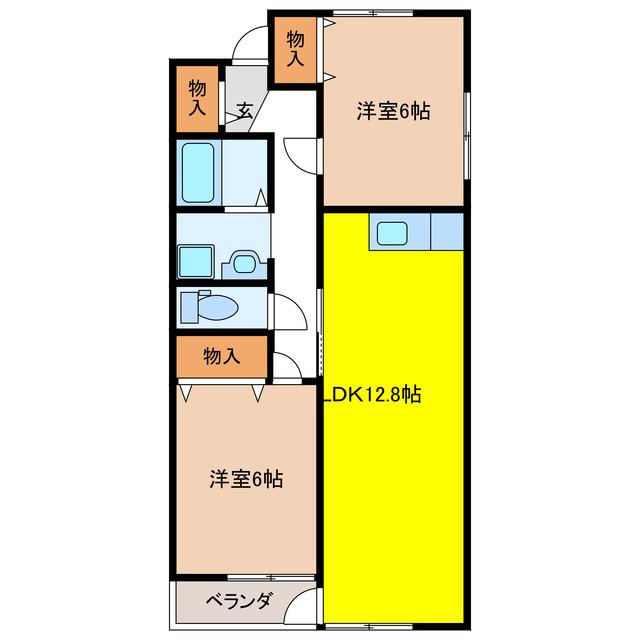 FIORE CILIGIO(2LDK/2階)の間取り写真