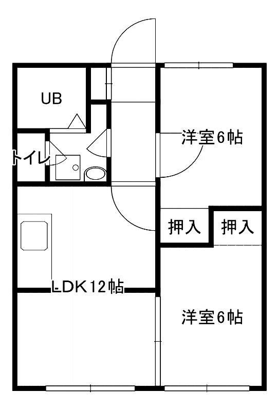 レジデンスB(2LDK/2階)の間取り写真