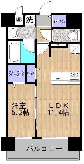 ソレイユ ルヴァン(1LDK/3階)の間取り写真