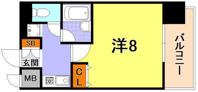 ラナップスクエア三宮プライム(1K/11階)の間取り写真