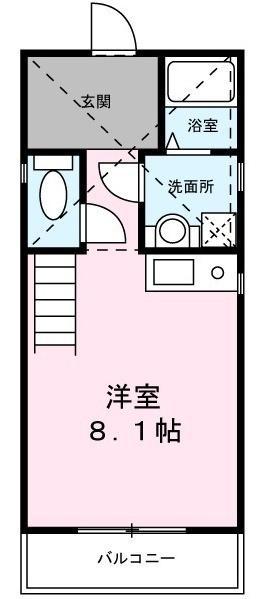 グリーンフィールド(1K/2階)の間取り写真