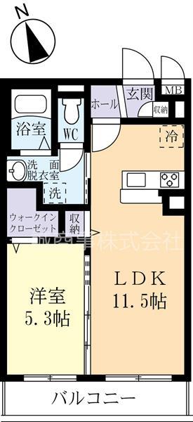 ヴィヴァーチェ阿見(1LDK/2階)の間取り写真