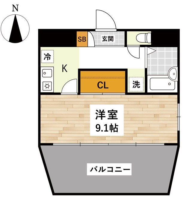 グランメゾンKC(1K/6階)の間取り写真