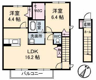 ライフレビューC棟(2LDK/2階)の間取り写真