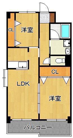 童子丸第10晴和ビル(2LDK/2階)の間取り写真